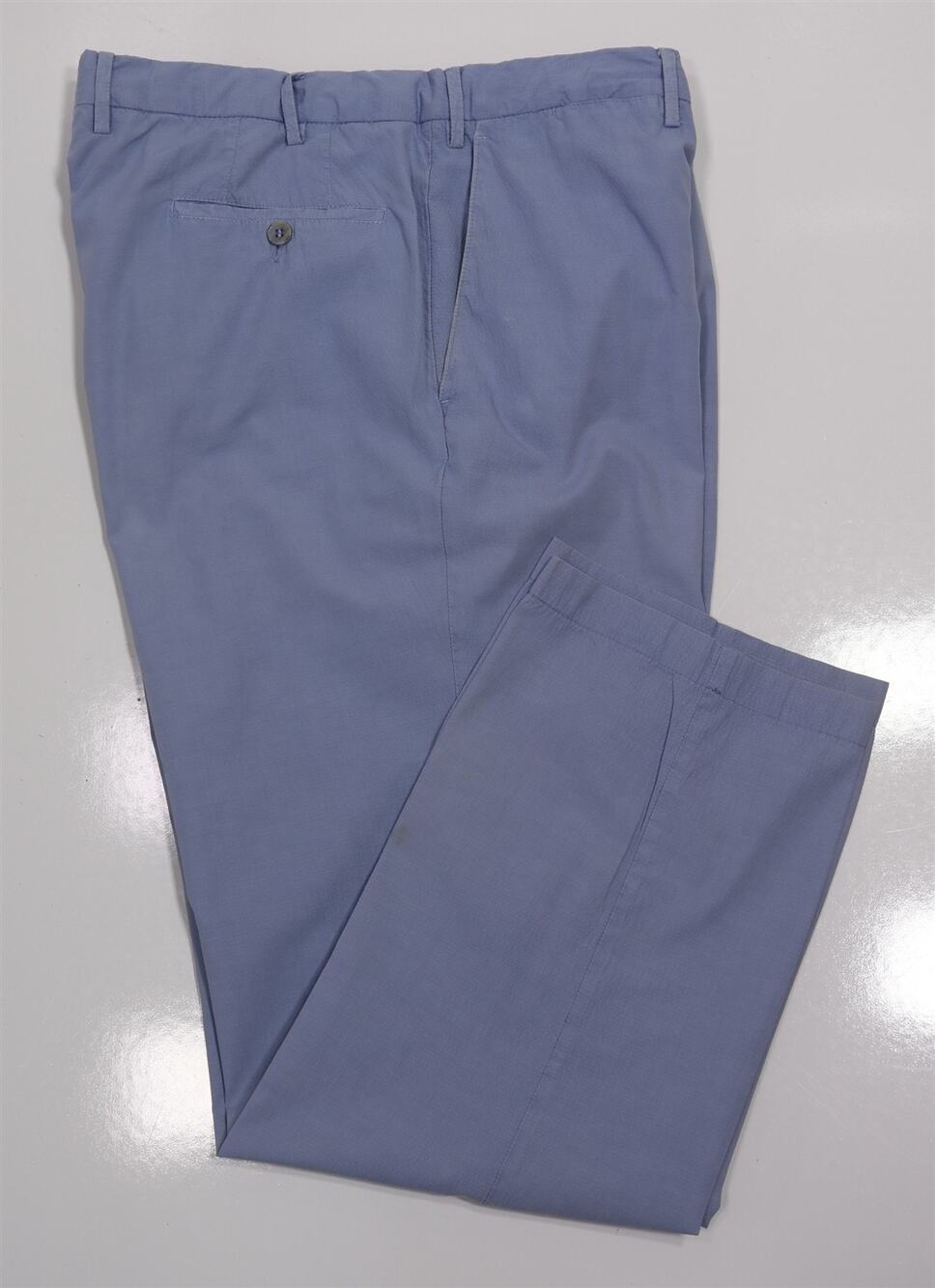 Paul Stuart Light Blue Cotton Stretch Flat Front Khaki Pants Made in Italy 36x31
